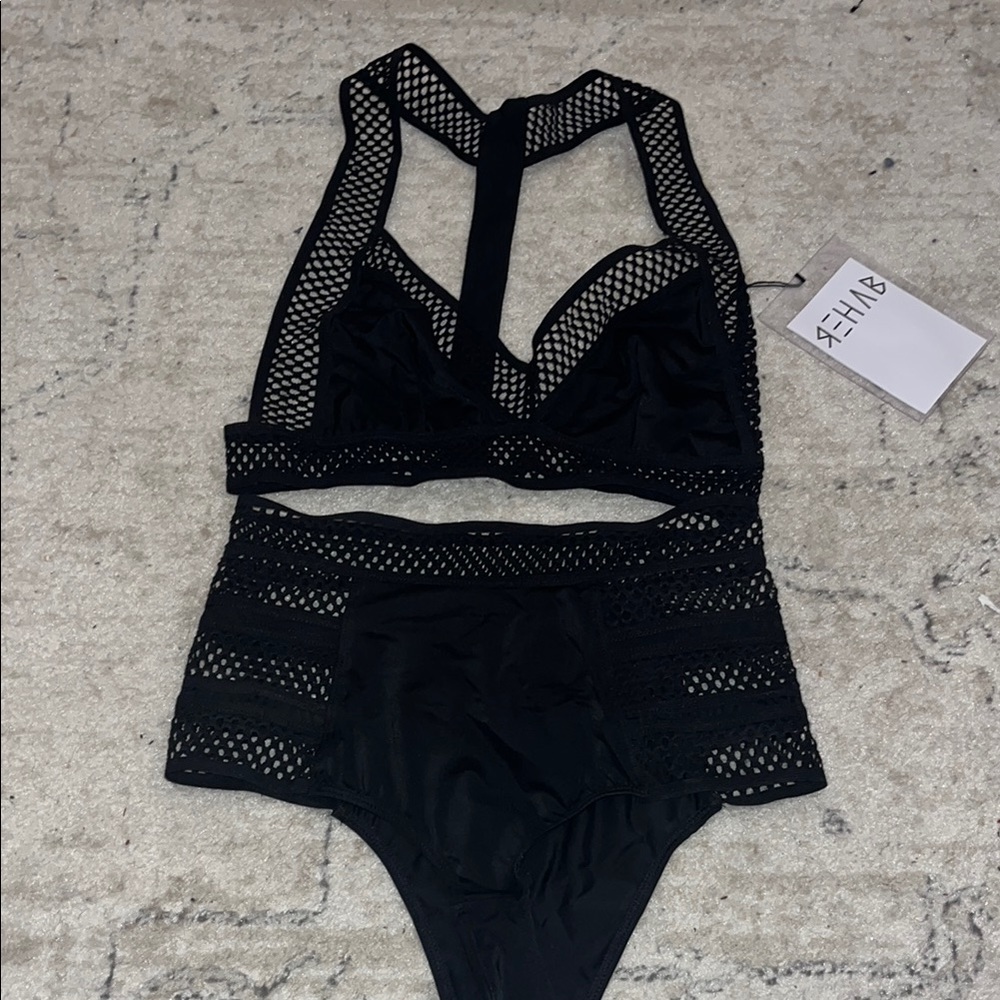 SHEIN Black Mesh Bikini Set